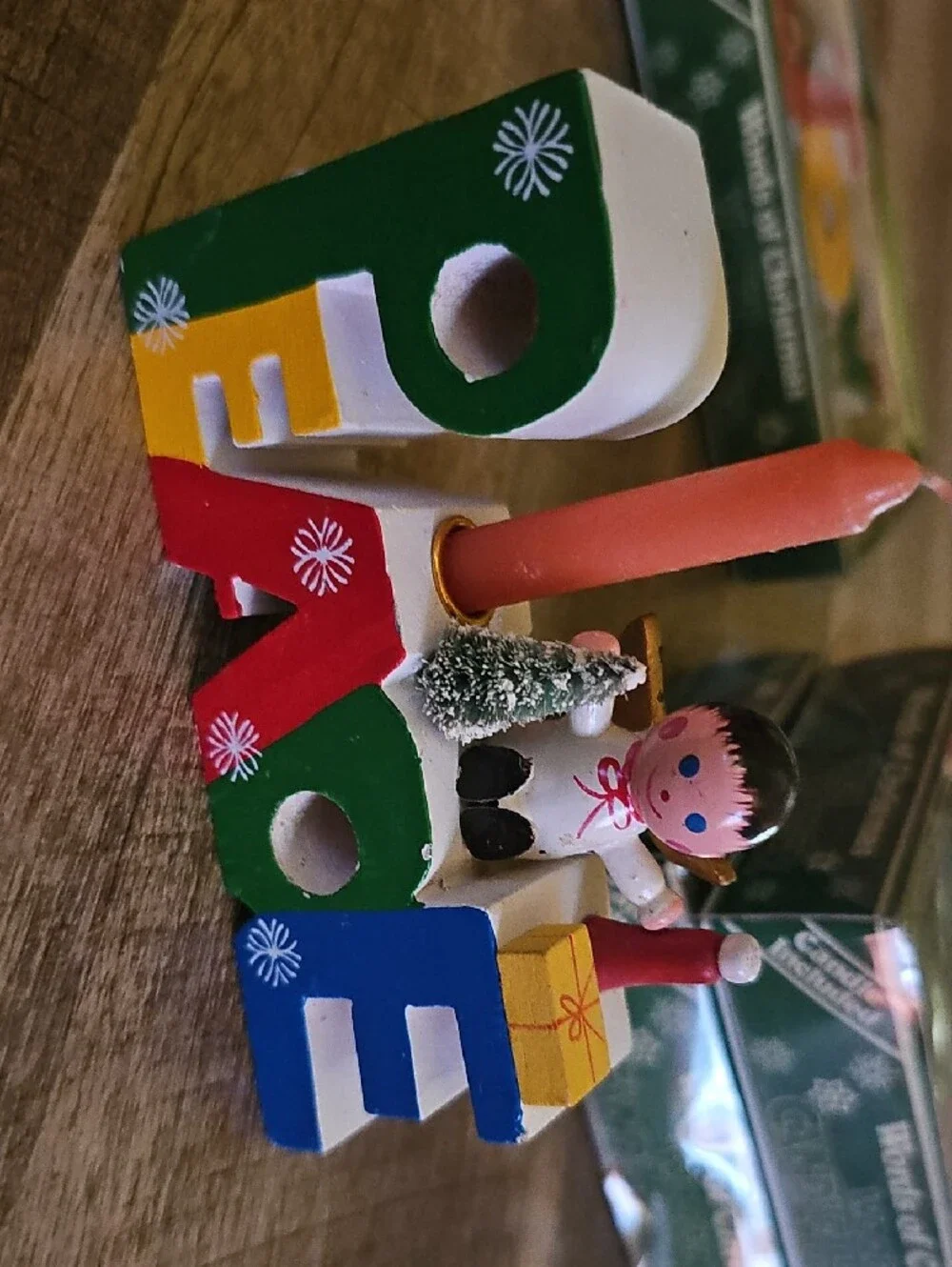VTG 'Words of Christmas' Holiday Letter Candles PLUS Santa